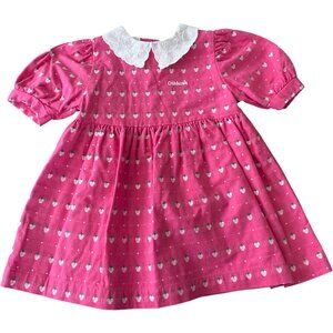 Vintage Oshkosh Strawberry Print Dress Pink with Collar 3T USA